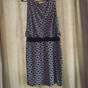 Navy & white patterned dress